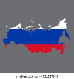 Russia map with flag on grey background