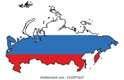 russia map flag, vector illustration 