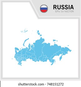 Russia map and flag in white background