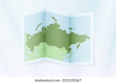 Mapa de Rusia, papel doblado con el mapa de Rusia. Ilustración vectorial.