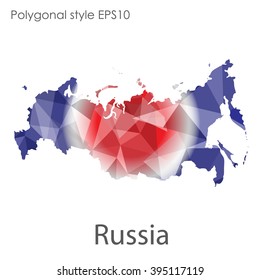 Russia map in geometric polygonal style.Abstract gems triangle,modern design background.