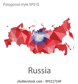 Russia map in geometric polygonal style.Abstract gems triangle,modern design background.