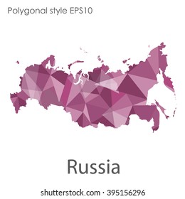 Russia map in geometric polygonal style.Abstract gems triangle,modern design background.