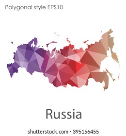 Russia map in geometric polygonal style.Abstract gems triangle,modern design background.