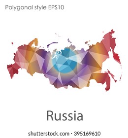 Russia map in geometric polygonal style.Abstract gems triangle,modern design background.
