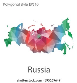 Russia map in geometric polygonal style.Abstract gems triangle,modern design background.