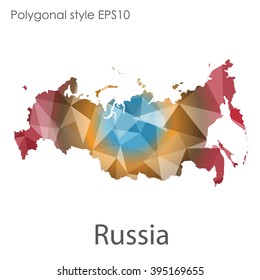 Russia map in geometric polygonal style.Abstract gems triangle,modern design background.