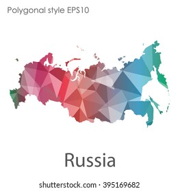 Russia map in geometric polygonal style.Abstract gems triangle,modern design background.