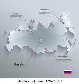 Russia Map Glass Card Paper 3D Vector