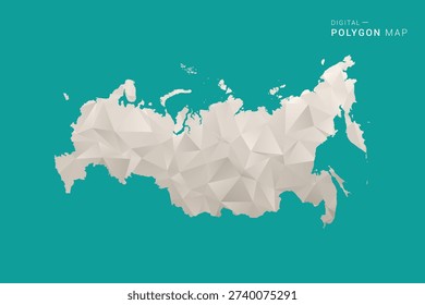 Russia Map - Green and Gray Polygon Vector Illustration, Low Poly Geometric Design with Clean Minimal Style on Solid Background for Infographic Use.