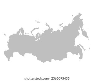 Mapa ruso de color gris. Mapa de Rusia.