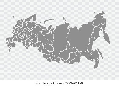 Russia Map grey Color on White Background  Png