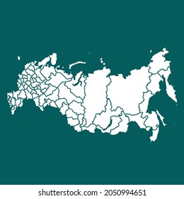 Russia map High Detailed. white color. on green background. Abstract design vector illustration eps 10