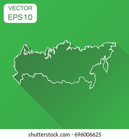 Russia map icon. Business cartography concept outline Russian Federation pictogram. Vector illustration on green background with long shadow.