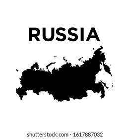 Russia map icon vector in black on white background