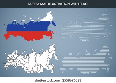 Russia Map Illustration with Flag