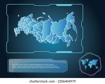 Russia Map infographic technology blue Color element collection background