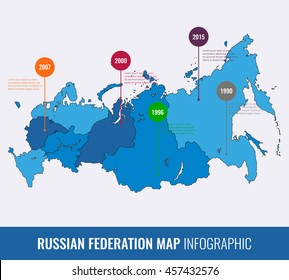 Russia Map Infographic Template. All Regions Are Selectable. Vector Illustration