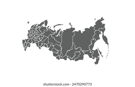 Russia map isolated on white background. for website layouts, reports, annual infographics, world, similar world map icons. travel around the world, map silhouette backdrop.