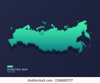 Russia Map Of Isometric Green Gradient Vector Illustration.