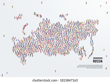 Russia Map. Large group of people form to create a shape of Russia Map. vector illustration.