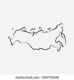 Russia map in line style. Vector illustration.