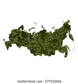 Russia map with military camouflage. Vector illustration.