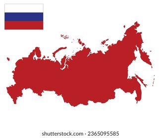 Russia map and national flag of Russia.