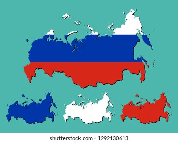Russia map with national flag decoration 