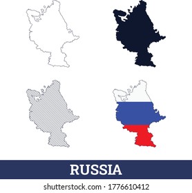 Russia Map with National flag Vector