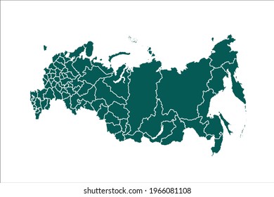 Russia map Olive green Color on White Backgound