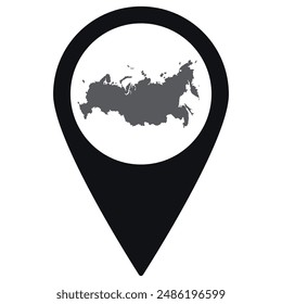 Russia map. Map of Russia on map pin icon black color isolated