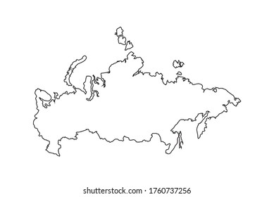 Esquema del mapa de Rusia con negro y fondo de blanco
