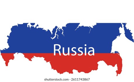 Russia Map Outline And Flag Design Vector