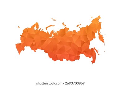 Russia Map - Polygon Style Vector Illustration in Orange Gradient, Low Poly Geometric Design, Isolated on White Background for Infographics and Education.