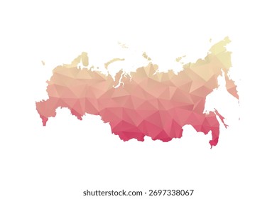 Russia Map - Polygon Style Vector Illustration in Peach and Pink Gradient, Low Poly Geometric Design, Isolated on White Background for Infographics and Projects.
