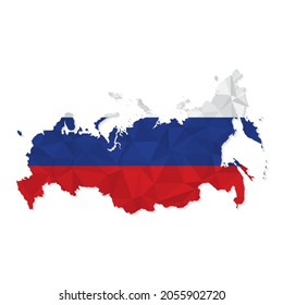 Russia map in polygonal style on white background. Vector illustration eps 10.