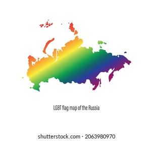 Russland Karte mit Regenbogenfarben. Konzept der Gleichberechtigung für Homosexuelle. bearbeiteter Vektor
