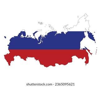 Russia map. Map of Russia with Russian flag background. 