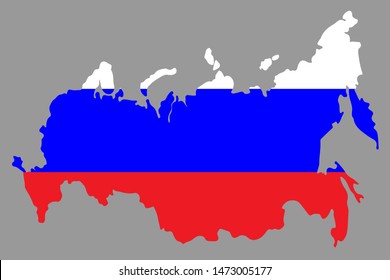 Russia map in russian flag. Russian federation vector map. Vector illustration