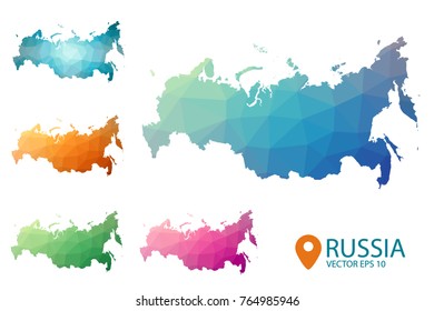 Russia map - Set of geometric rumpled triangular low poly style gradient graphic background , polygonal design for your . Vector illustration eps 10.