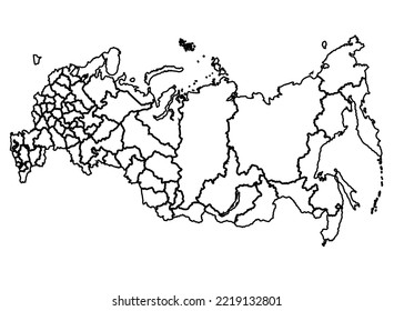 Russia Map shadow in minimal line outline thin shape isolated vector illustration
