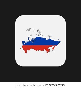 Russia map silhouette with flag on white background