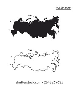 "Russia Map Silhouette and Outline – Vector Template for Geography, Education, and Design Use"