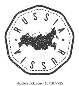Russia Map Stamp Retro Postmark. Silhouette Postal Passport. Seal Round Vector Icon. Badge Vintage Postage Design.