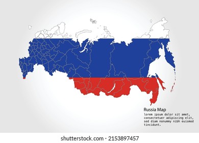 Russia Map stripes. Vector illustration Color on White Backgound