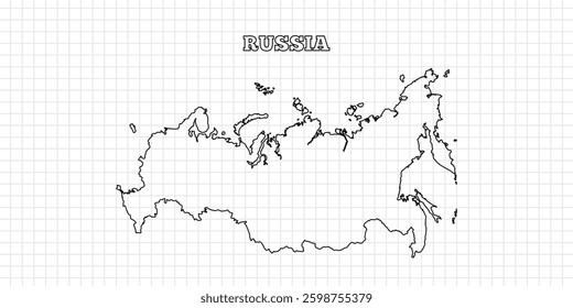 Russia map travel with outline simple drawing version Illustration