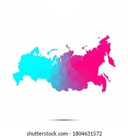 Russia map triangle low poly geometric polygonal abstract style. Russia abstract map. Cyan pink gradient abstract tessellation modern design background low poly. Vector illustration