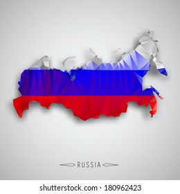 Russia map in a Triangular Style. Vector Illustration
