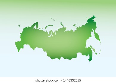 Russia map using green color with dark and light effect vector on light background illustration